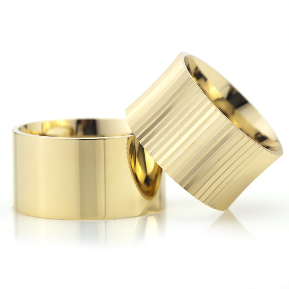 12-MM Gold plain silver wedding ring sets orlasilver