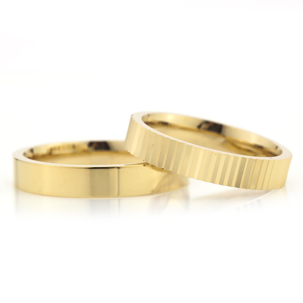 4-MM Gold plain silver wedding ring sets orlasilver