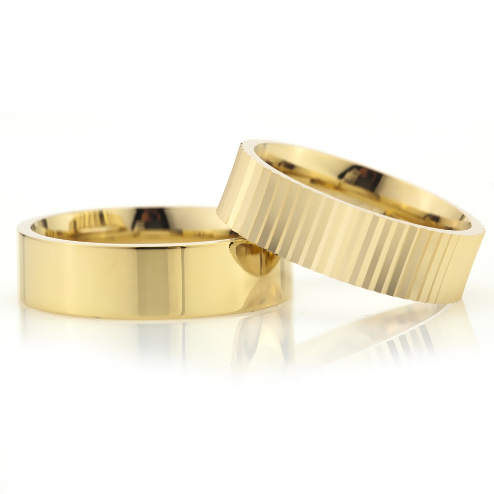 6-MM Gold plain silver wedding ring sets orlasilver