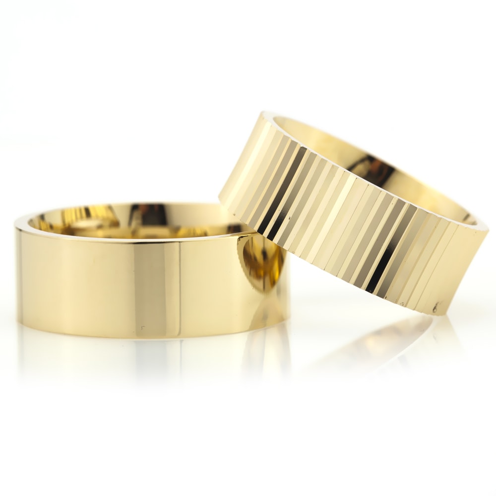 8-MM Gold plain silver wedding ring sets orlasilver