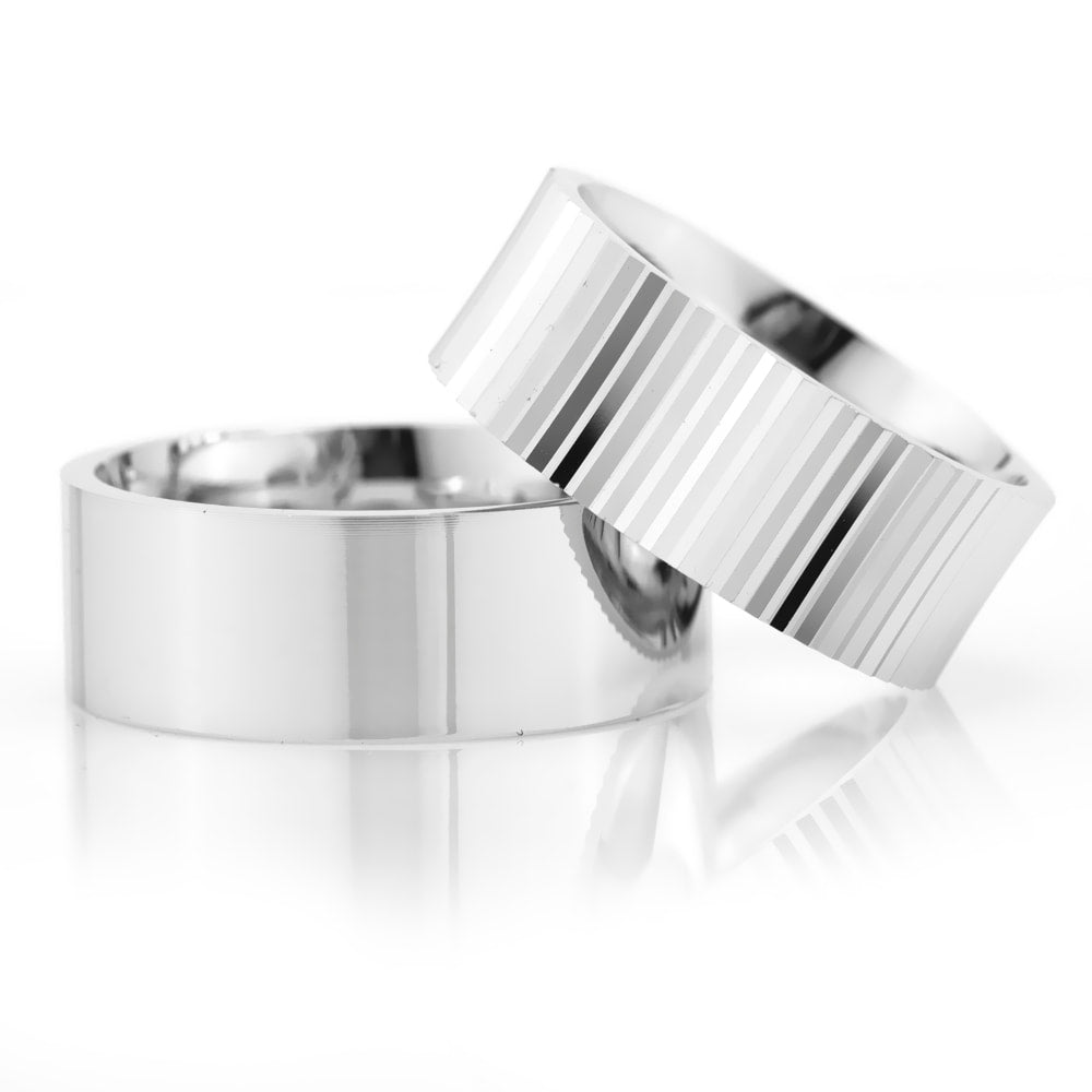 8-MM Silver plain silver wedding ring sets orlasilver
