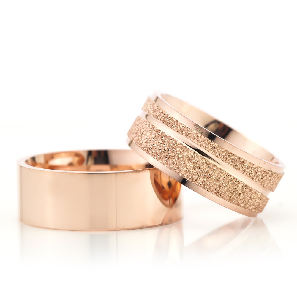 8-MM Rose plain sterling silver wedding ring set orlasilver