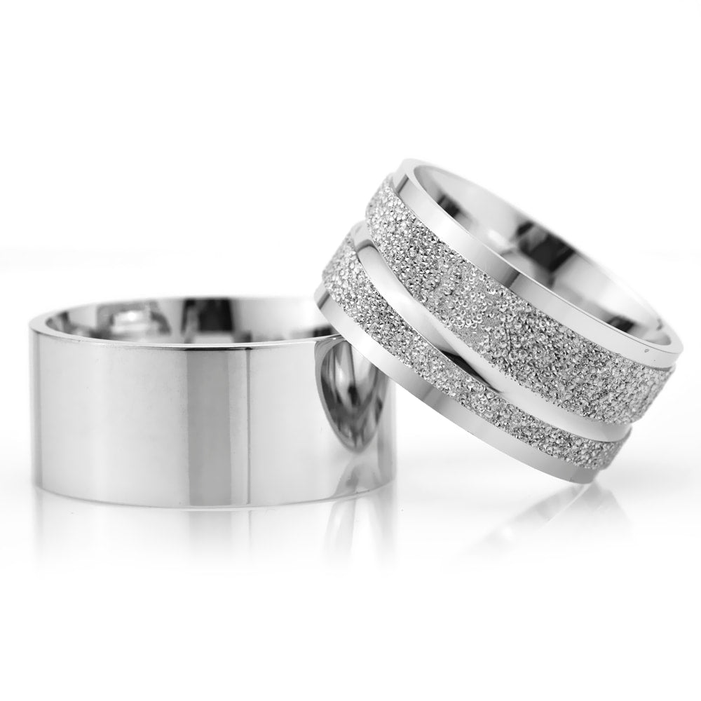 10-MM Silver plain sterling silver wedding ring set orlasilver