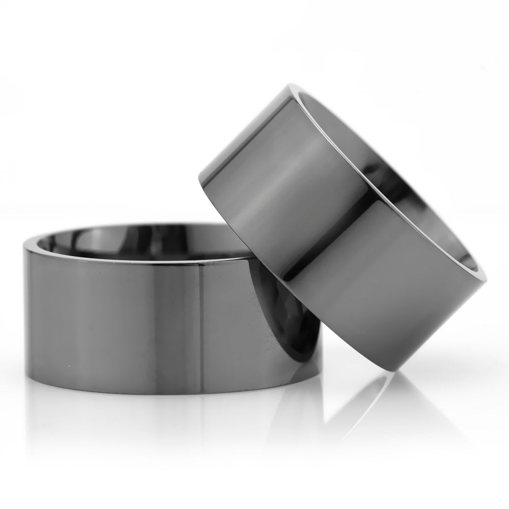 10-MM Black plain sterling silver wedding ring sets orlasilver