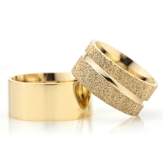 10-MM Gold plain sterling silver wedding ring sets for him and her orlasilver