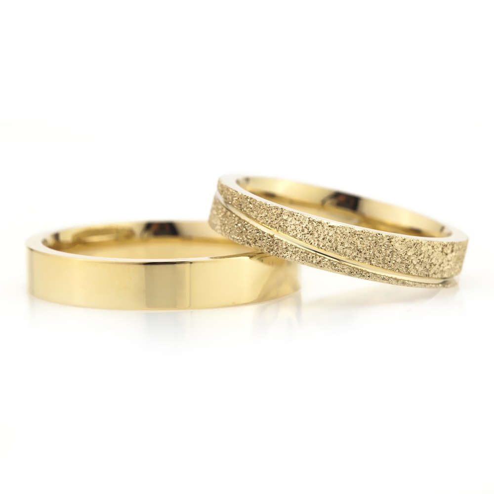 4-MM Gold plain sterling silver wedding ring sets for him and her orlasilver
