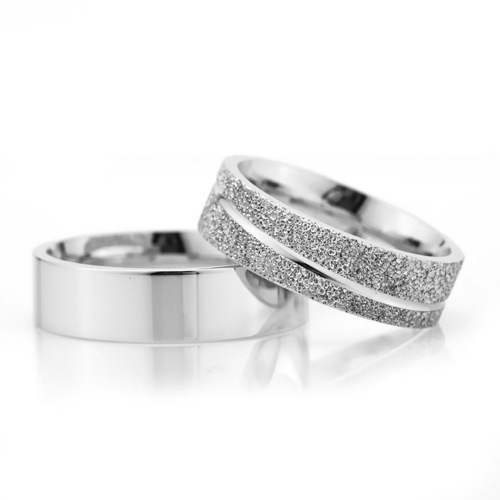 6-MM Silver plain sterling silver wedding ring sets for him and her orlasilver