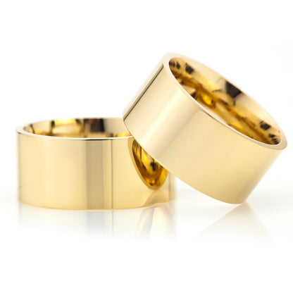 10-MM Gold plain sterling silver wedding ring sets orlasilver
