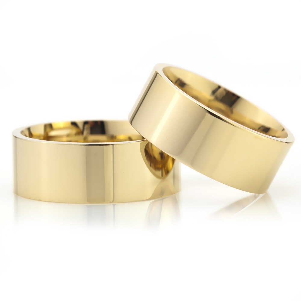 8-MM Gold plain sterling silver wedding ring sets orlasilver