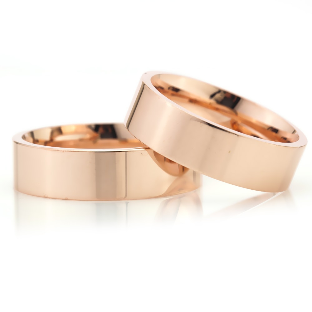 6-MM Rose plain sterling silver wedding ring sets orlasilver