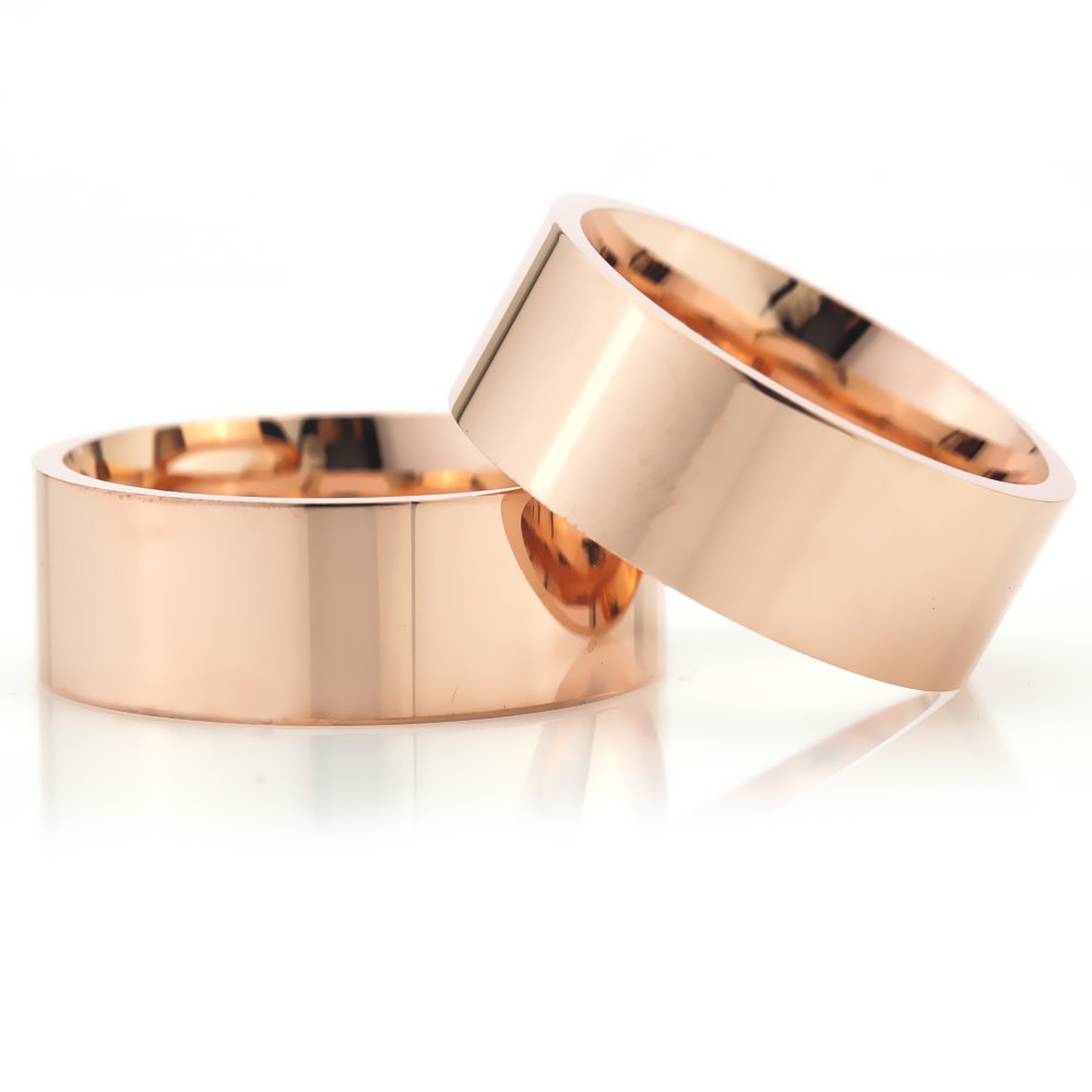 8-MM Rose plain sterling silver wedding ring sets orlasilver