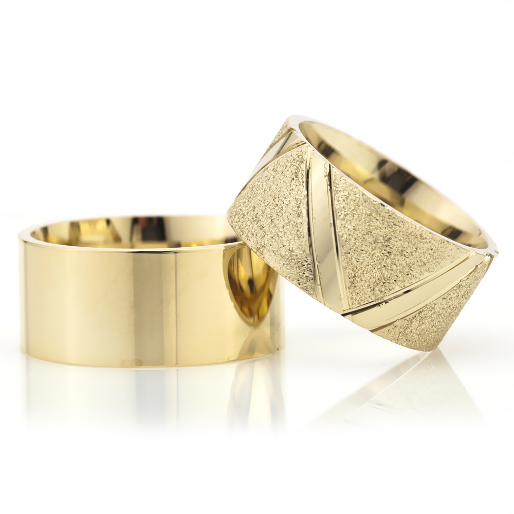 10-MM Gold plain wedding ring set sterling silver orlasilver