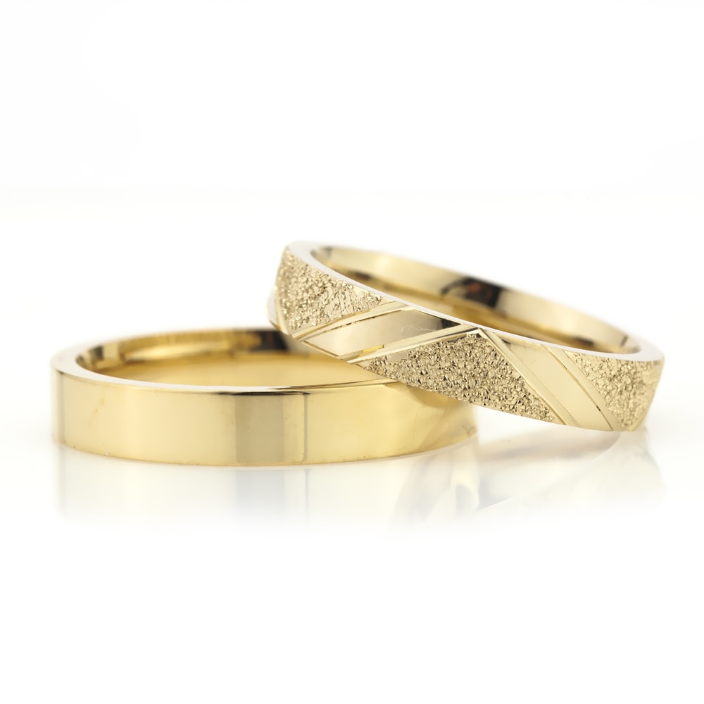 4-MM Gold plain wedding ring set sterling silver orlasilver