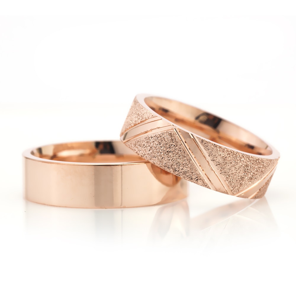 6-MM Rose plain wedding ring set sterling silver orlasilver