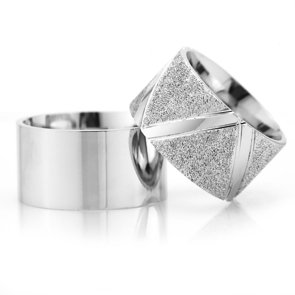 12-MM Silver plain wedding ring set sterling silver orlasilver