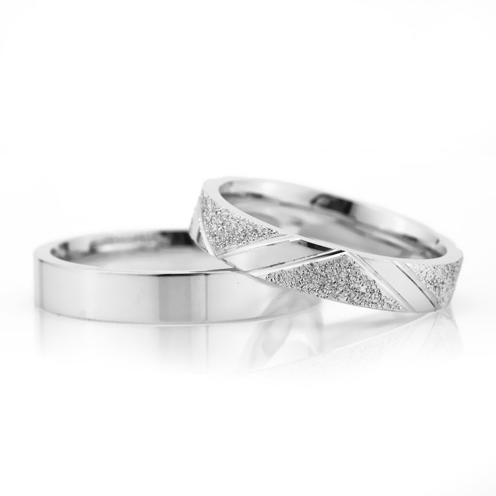 4-MM Silver plain wedding ring set sterling silver orlasilver