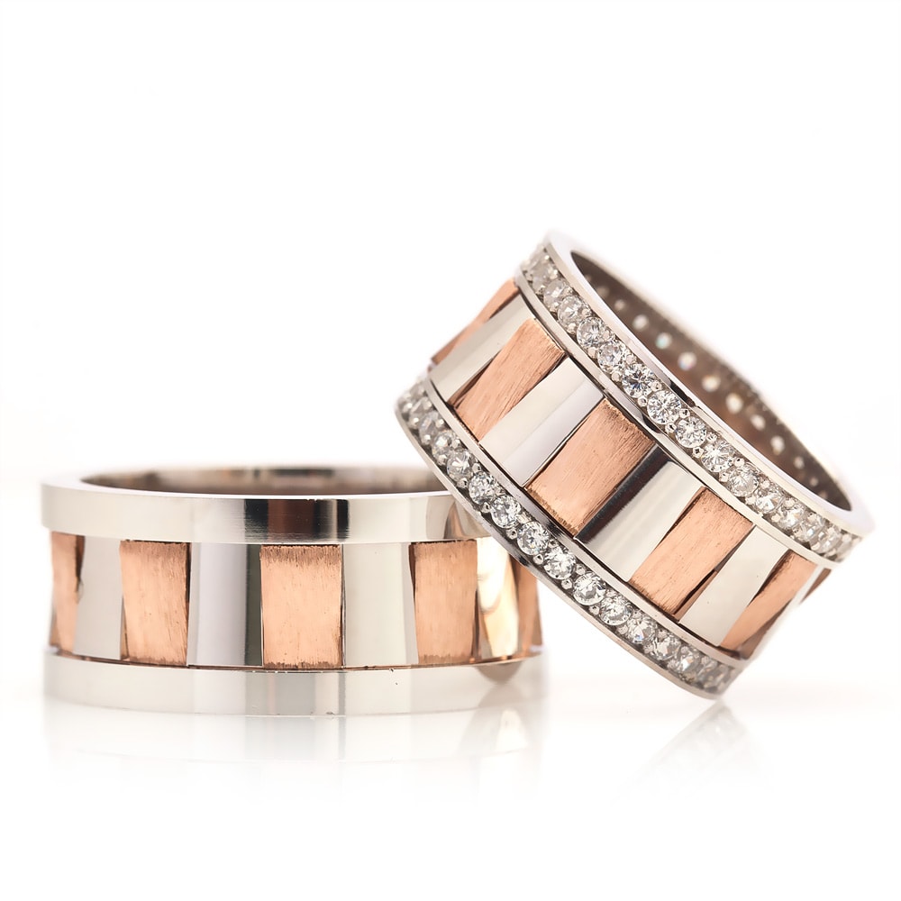 rose and gold color silver wedding ring orlasilver