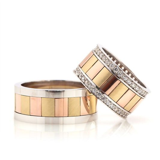 rose and gold plated wedding ring sets orlasilver