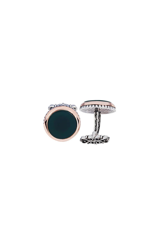  round green cufflinks for groom orlasilver