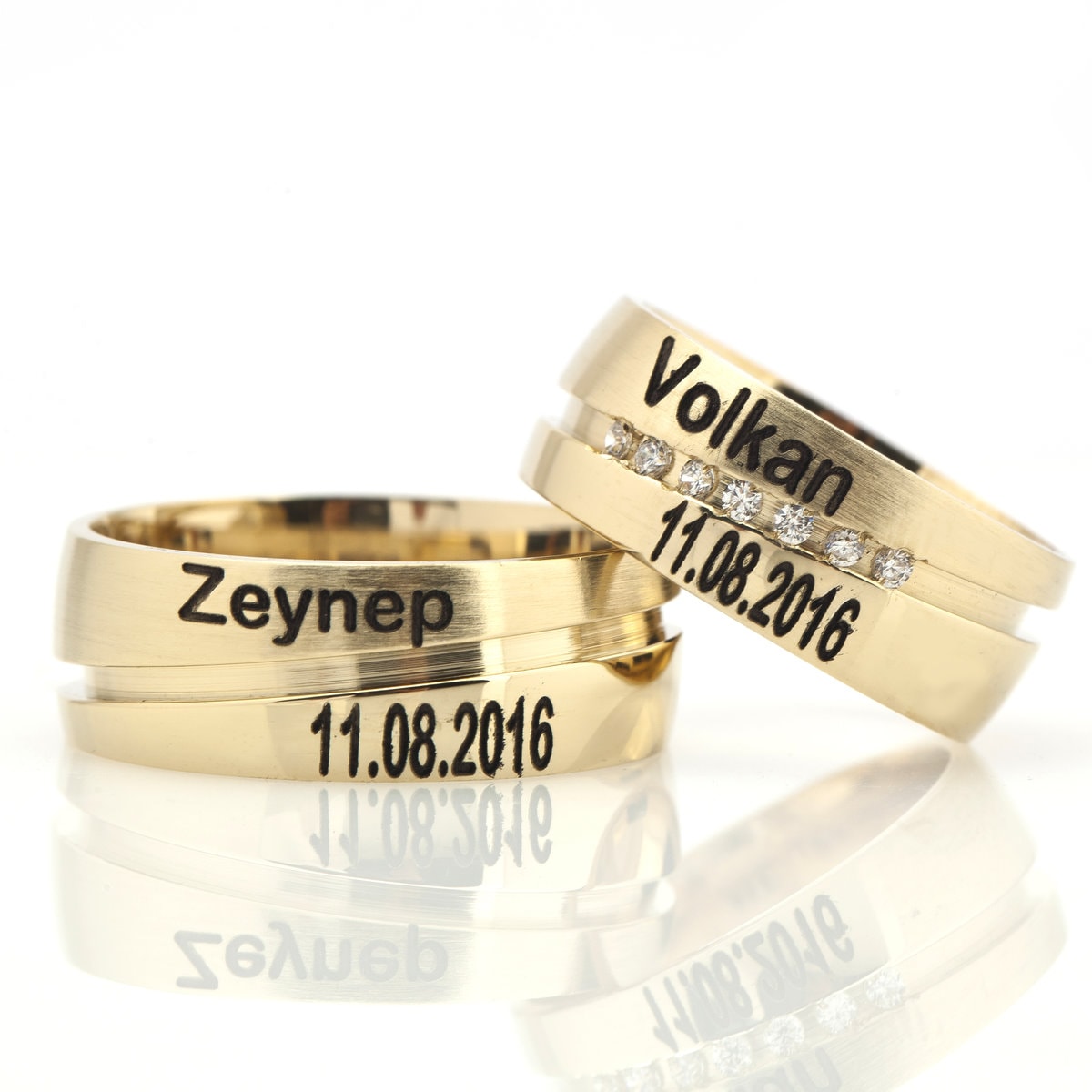 silver designer wedding rings with name and date orlasilver