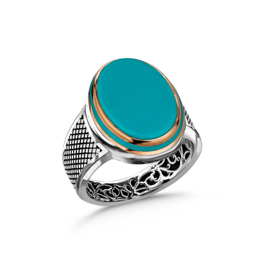 Turquoise Ellipse Silver Men's Ring