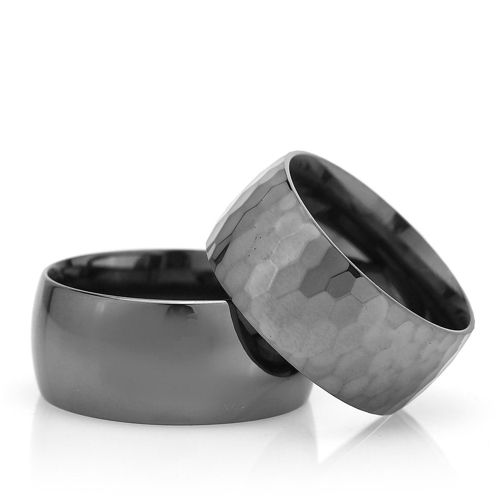 10-MM Black silver wedding ring sets orlasilver