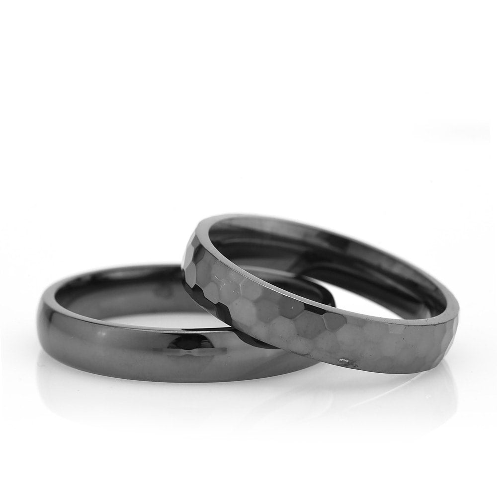 4-MM Black silver wedding ring sets orlasilver