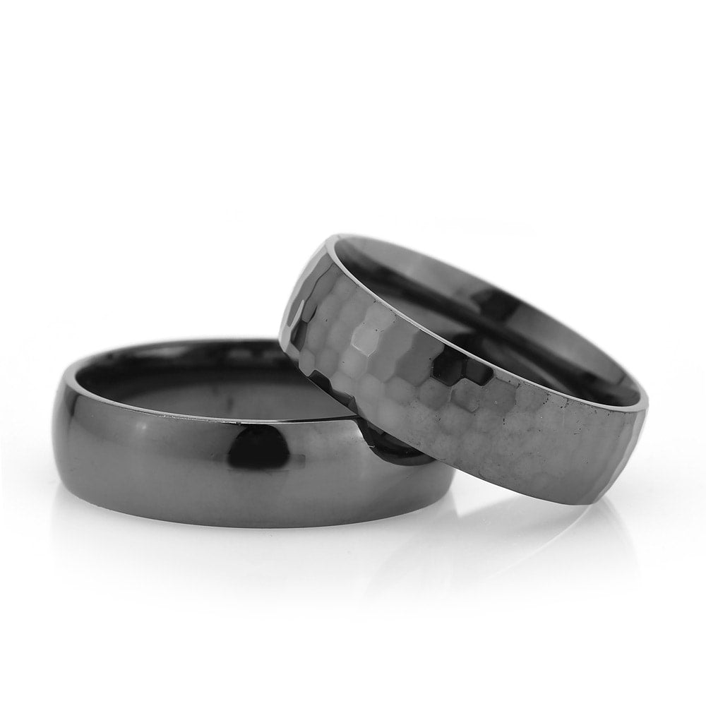 6-MM Black silver wedding ring sets orlasilver