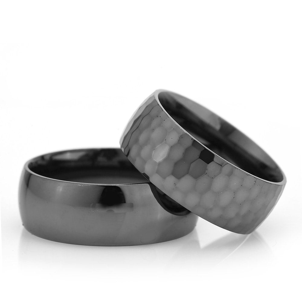 8-MM Black silver wedding ring sets orlasilver