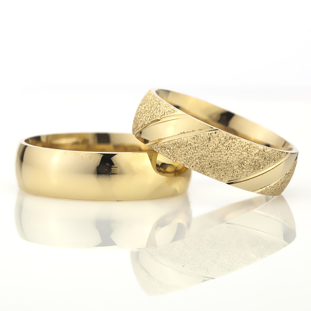 6-MM Gold silver wedding ring sets for him and her orlasilver