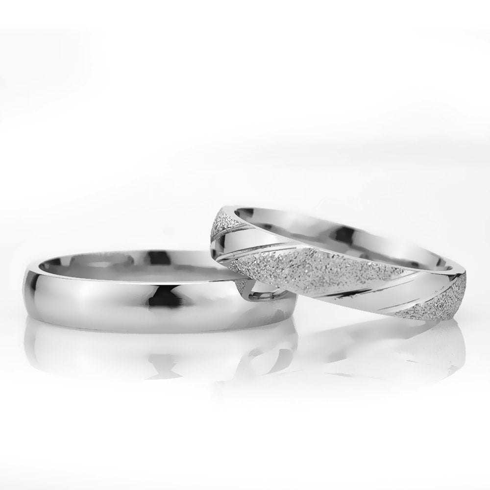 4-MM Silver silver wedding ring sets for him and her orlasilver