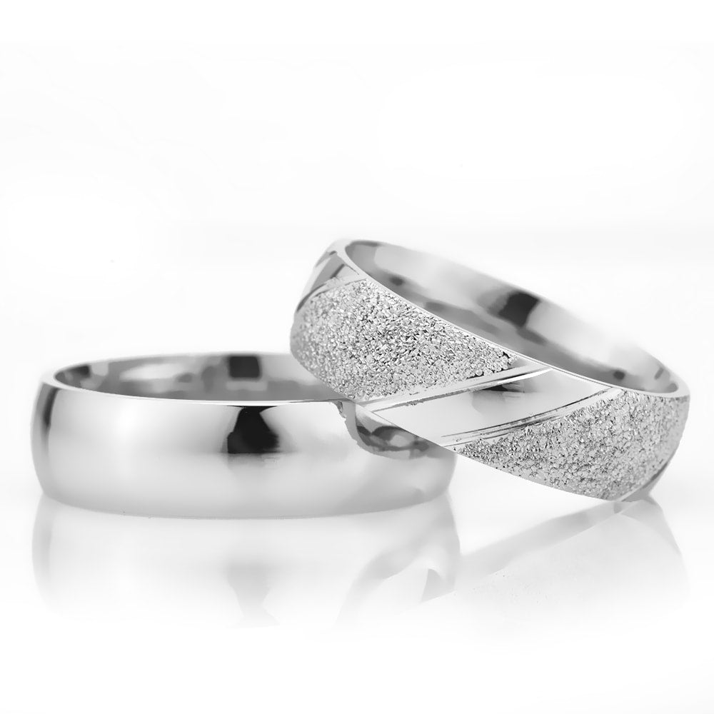 6-MM Silver silver wedding ring sets for him and her orlasilver