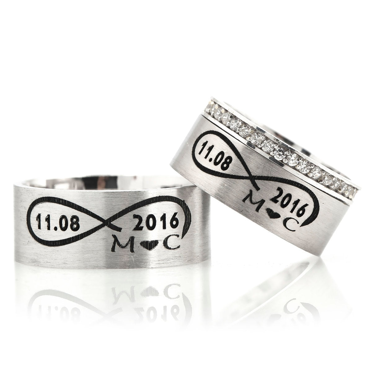 silver wedding ring with Ä±nfinite and heart motive orlasilver