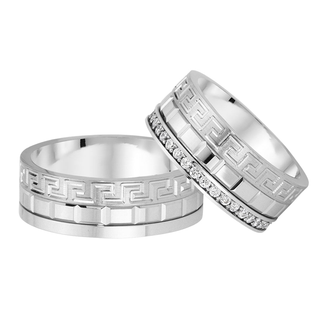 silver wedding rings with greek symbol orlasilver