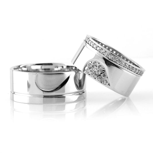silver wedding rings with heart motive orlasilver