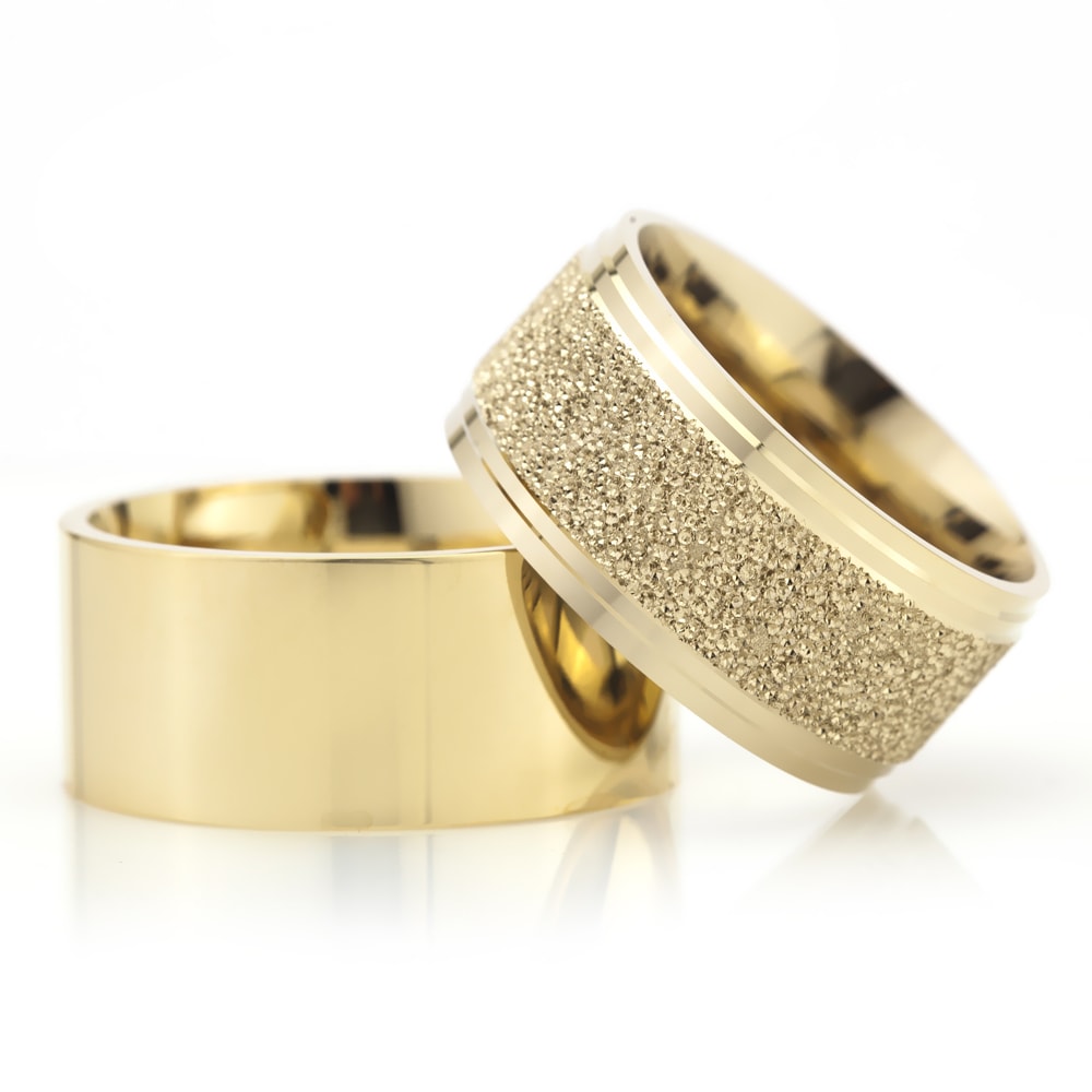 10-MM Gold simple silver wedding ring pair orlasilver