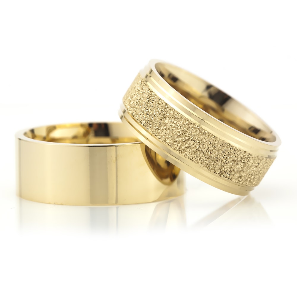 8-MM Gold simple silver wedding ring pair orlasilver