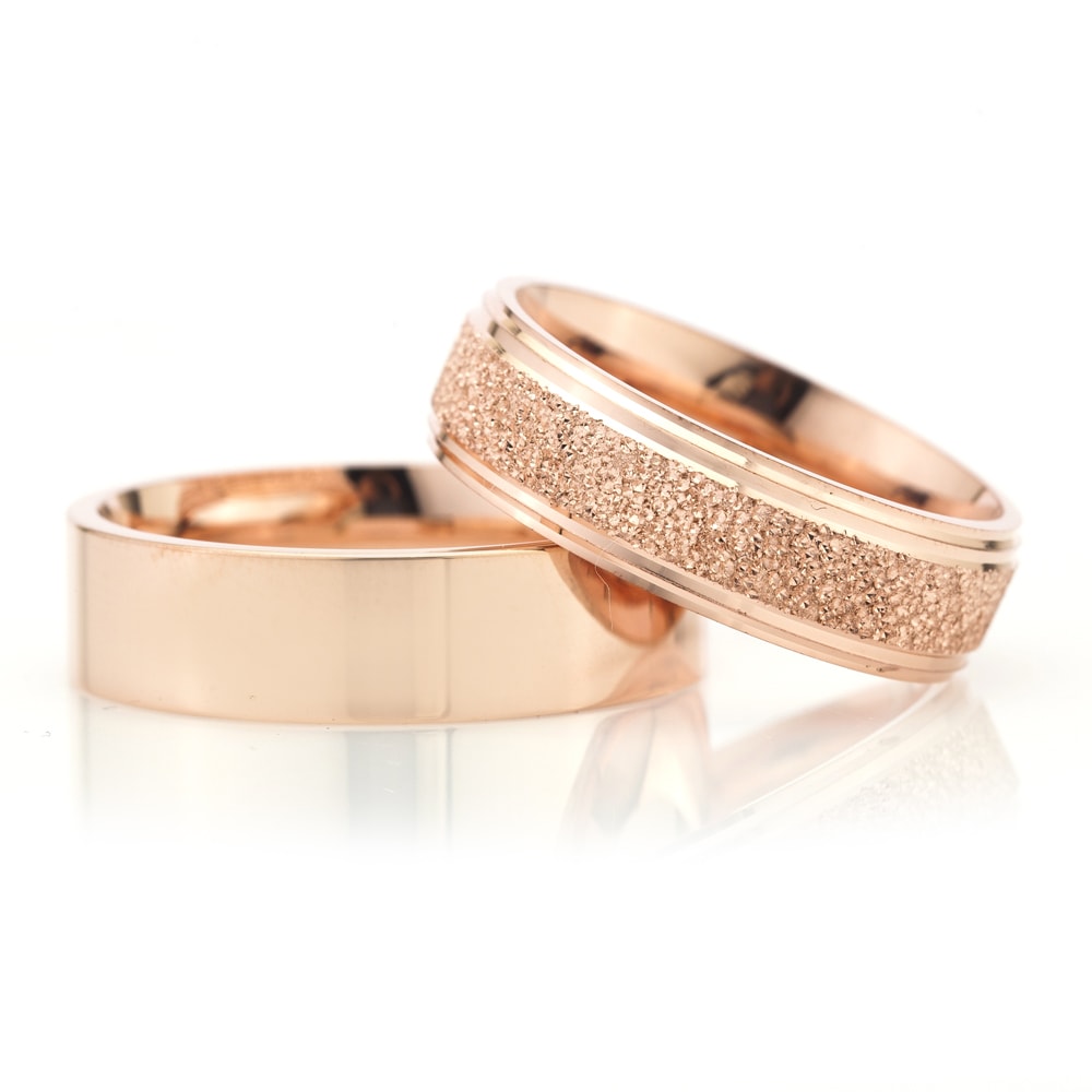 6-MM Rose simple silver wedding ring pair orlasilver