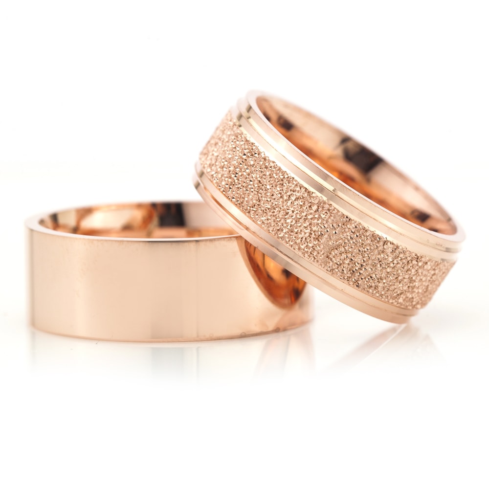 8-MM Rose simple silver wedding ring pair orlasilver