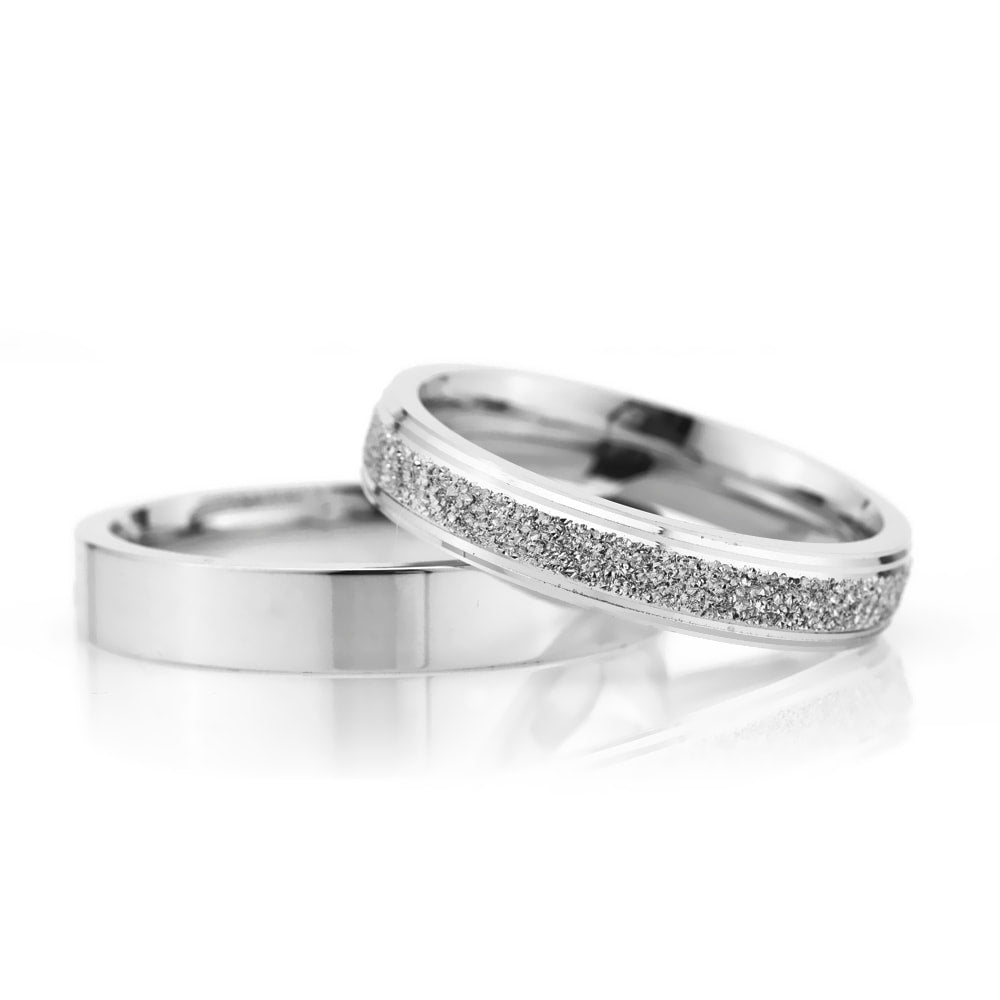 4-MM Silver simple silver wedding ring pair orlasilver