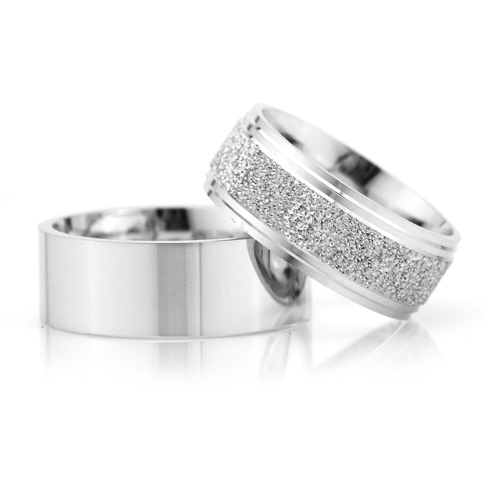 8-MM Silver simple silver wedding ring pair orlasilver