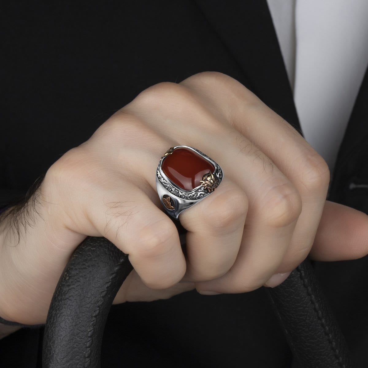 Sterling Silver 925 Agate high quality Ring (A0414)