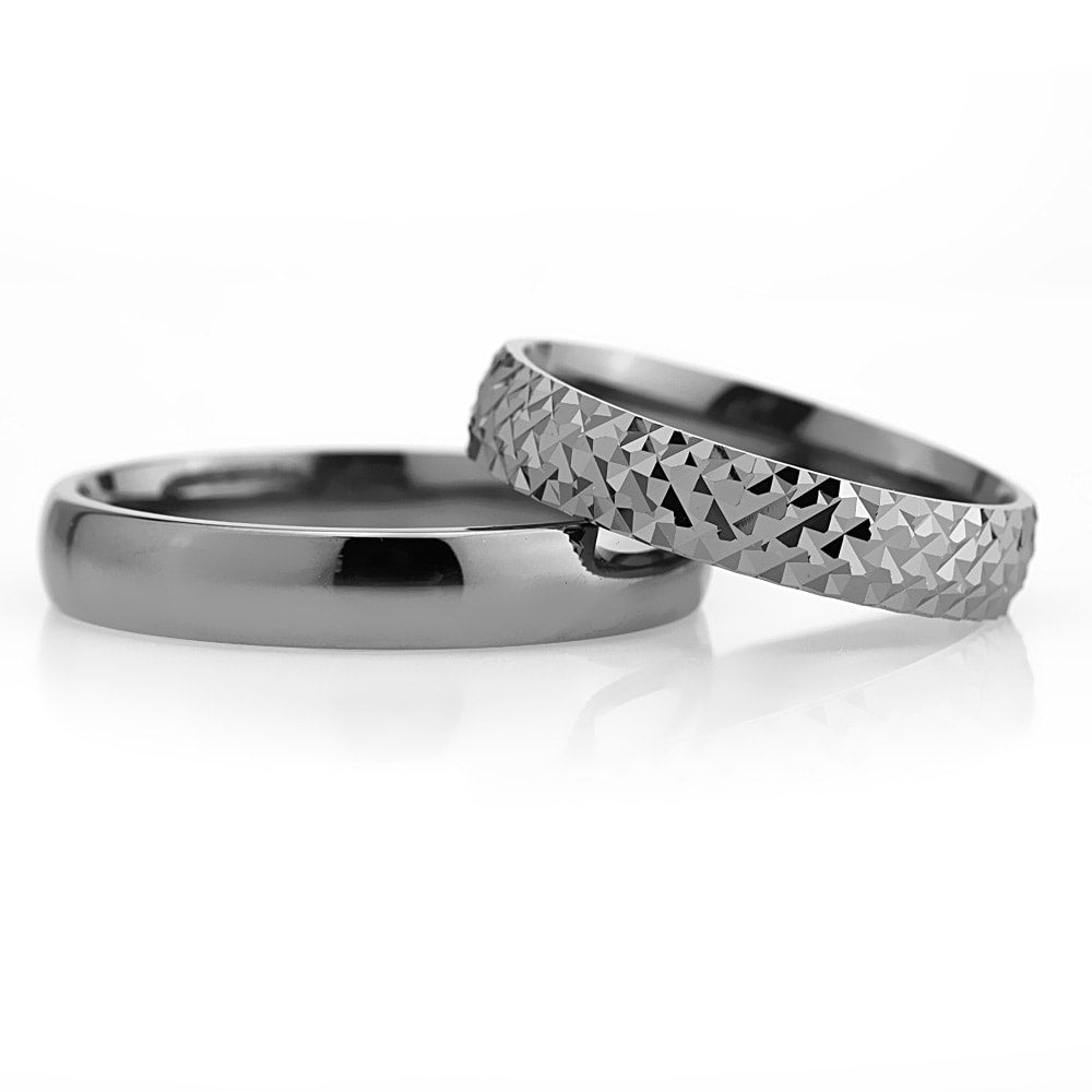 4-MM Black sterling silver wedding ring set orlasilver