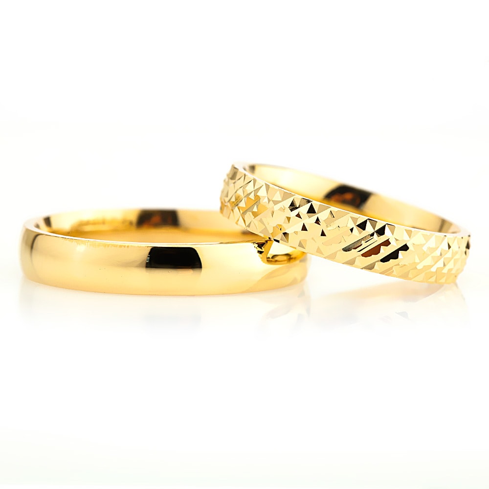 4-MM Gold sterling silver wedding ring set orlasilver