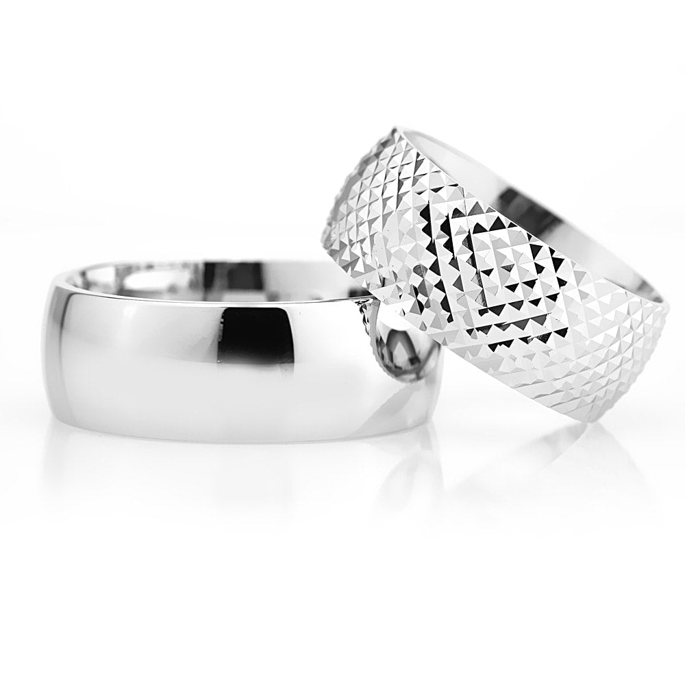 8-MM Silver sterling silver wedding ring set orlasilver