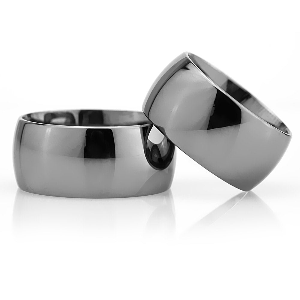 10-MM Black sterling silver wedding ring sets for him and her orlasilver