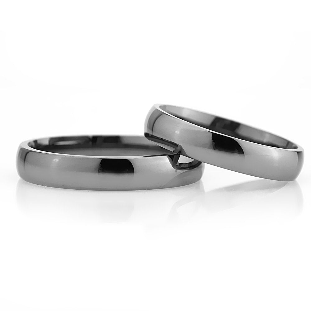 4-MM Black sterling silver wedding ring sets for him and her orlasilver