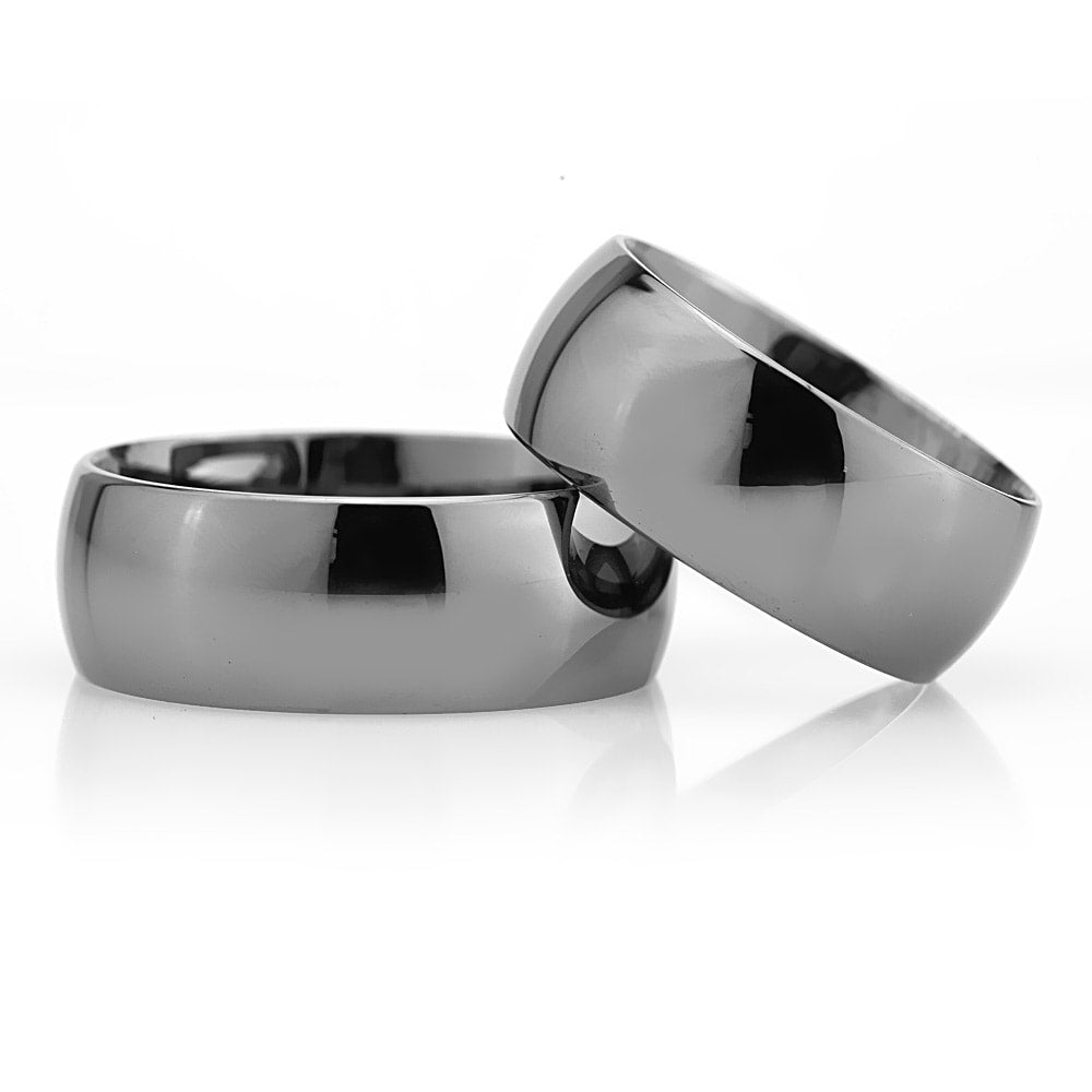 8-MM Black sterling silver wedding ring sets for him and her orlasilver