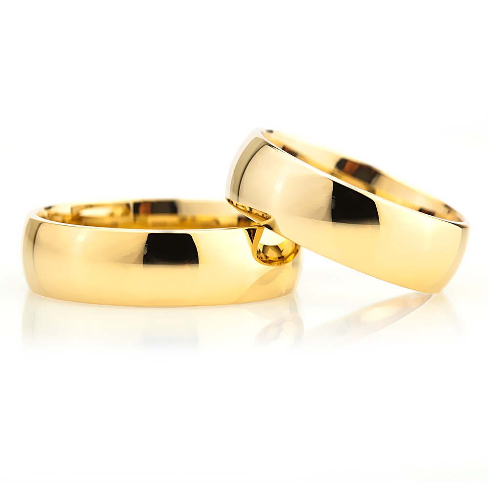 6-MM Gold sterling silver wedding ring sets for him and her orlasilver