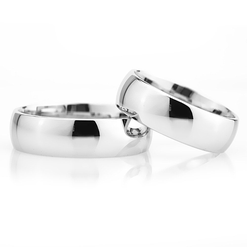 6-MM Silver sterling silver wedding ring sets for him and her orlasilver